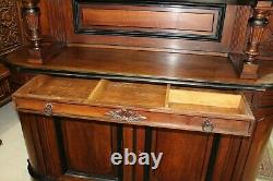 French Antique Walnut Buffet / Sideboard Cabinet with Hutch