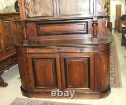 French Antique Walnut Buffet / Sideboard Cabinet with Hutch
