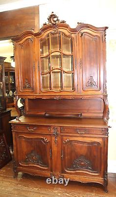 French Antique Walnut Louis XV Buffet Cabinet