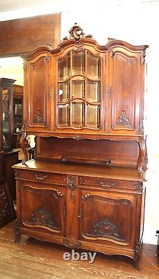 French Antique Walnut Louis XV Buffet Cabinet