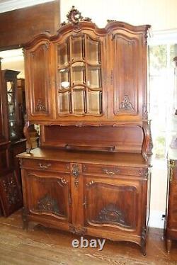 French Antique Walnut Louis XV Buffet Cabinet