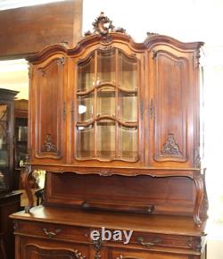 French Antique Walnut Louis XV Buffet Cabinet