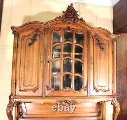 French Antique Walnut Louis XV Buffet Cabinet