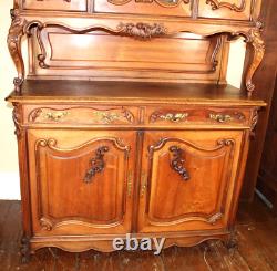 French Antique Walnut Louis XV Buffet Cabinet