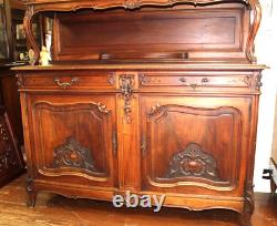 French Antique Walnut Louis XV Buffet Cabinet