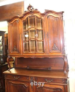 French Antique Walnut Louis XV Buffet Cabinet