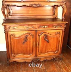 French Antique Walnut Louis XV Buffet Cabinet