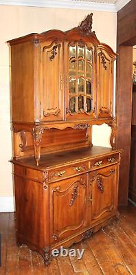 French Antique Walnut Louis XV Buffet Cabinet