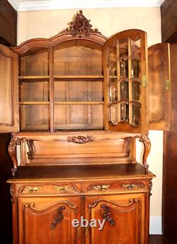 French Antique Walnut Louis XV Buffet Cabinet