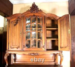 French Antique Walnut Louis XV Buffet Cabinet