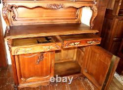 French Antique Walnut Louis XV Buffet Cabinet