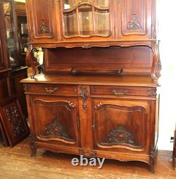 French Antique Walnut Louis XV Buffet Cabinet