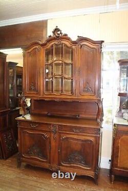 French Antique Walnut Louis XV Buffet Cabinet