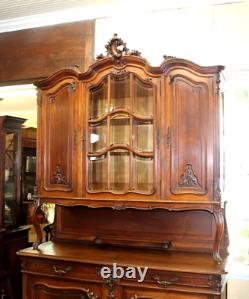 French Antique Walnut Louis XV Buffet Cabinet