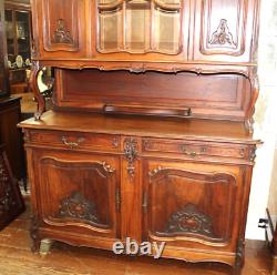 French Antique Walnut Louis XV Buffet Cabinet