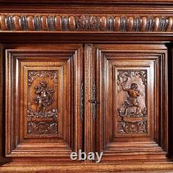 French Antique Walnut Wall/Key Cabinet with Greek Mythical Figures