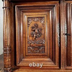 French Antique Walnut Wall/Key Cabinet with Greek Mythical Figures