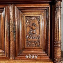 French Antique Walnut Wall/Key Cabinet with Greek Mythical Figures