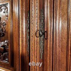 French Antique Walnut Wall/Key Cabinet with Greek Mythical Figures