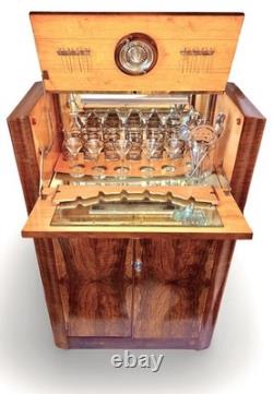 French Art Deco burr walnut cocktail cabinet / Dry Bar Server France 1930's