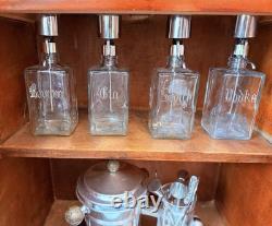 French Art Deco burr walnut cocktail cabinet / Dry Bar Server France 1930's