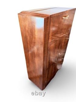French Art Deco burr walnut cocktail cabinet / Dry Bar Server France 1930's