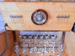 French Art Deco burr walnut cocktail cabinet / Dry Bar Server France 1930's