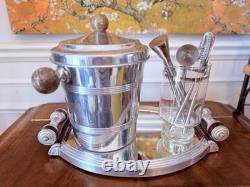 French Art Deco burr walnut cocktail cabinet / Dry Bar Server France 1930's