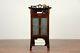 French Art Nouveau Antique Mahogany Hall Or Music Cabinet, Rain Glass #29237