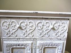 French Country Ornate Carved Vintage Shabby Chic Accent Cabinet w Painted Doors