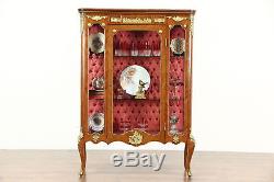 French Empire 1920 Antique Curio or China Display Cabinet, Brass Mounts