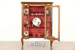 French Empire 1920 Antique Curio or China Display Cabinet, Brass Mounts