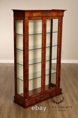 French Empire Style Burl Wood Vitrine Display Cabinet