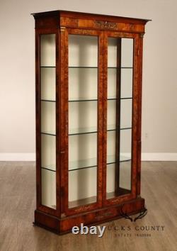 French Empire Style Burl Wood Vitrine Display Cabinet
