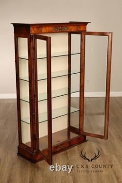 French Empire Style Burl Wood Vitrine Display Cabinet