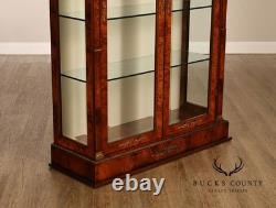 French Empire Style Burl Wood Vitrine Display Cabinet