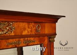 French Empire Style Burl Wood Vitrine Display Cabinet