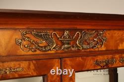 French Empire Style Burl Wood Vitrine Display Cabinet
