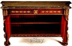 French Empire Style Marble Top Cabinet Commode Credenza