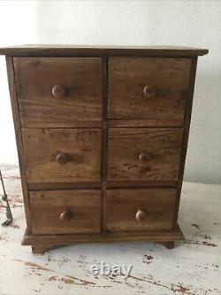 French Handcrafted SPICE CABINET HARDWOOD CHEST OF DRAWERS APOTHECARY FARMHOUSE