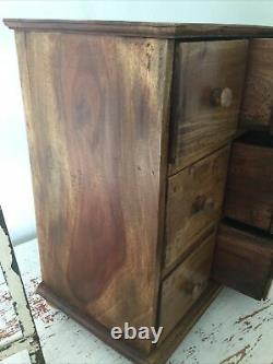 French Handcrafted SPICE CABINET HARDWOOD CHEST OF DRAWERS APOTHECARY FARMHOUSE