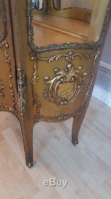 French Louis Style Gold Gilt Vitrine Curio Display China Cabinet