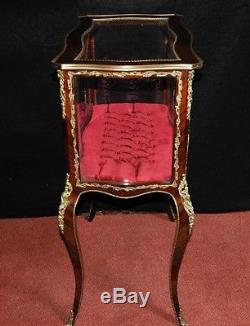 French Louis XV Glass Display Jewellery Cabinet Bijouterie