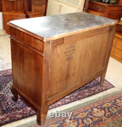 French Louis XV Mahogany Marble Top Dresser / Chest Of Drawer Cabinet