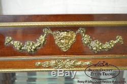 French Louis XV Style Bronze Mount Mahogany Vitrine Curio Cabinet circa 1920s