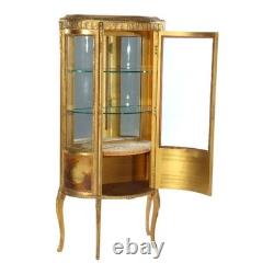 French Louis XVI Style Vernis Martin Decortated Gilt Wood & Ormolu Vitrine c1890