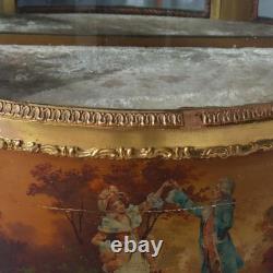 French Louis XVI Style Vernis Martin Decortated Gilt Wood & Ormolu Vitrine c1890