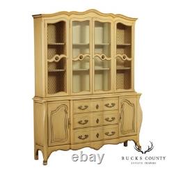 French Provincial Style Vintage Painted China Cabinet