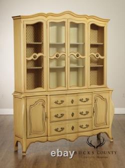 French Provincial Style Vintage Painted China Cabinet