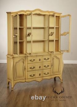 French Provincial Style Vintage Painted China Cabinet